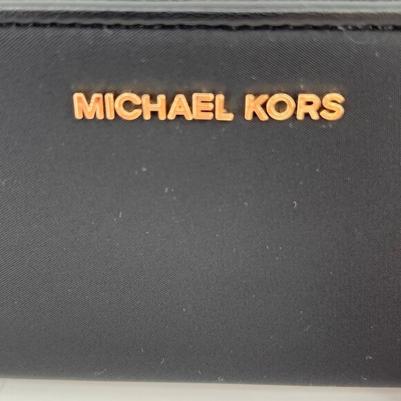 Michael Kors Jet Set Black Nylon Wristlet Phone Case Multifunction Wallet Large - Picture 9 of 13